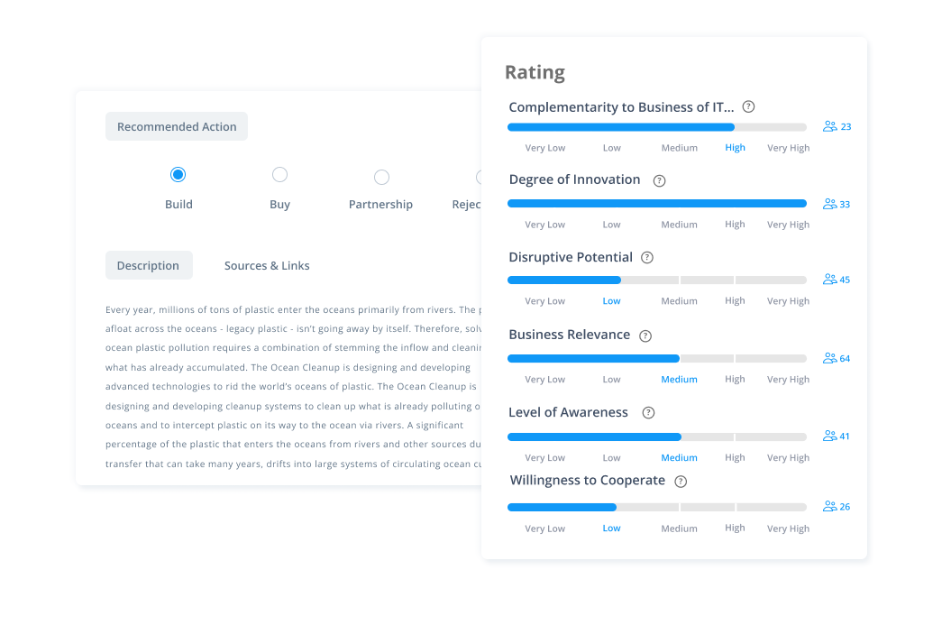 Submitted solutions from startups in the ITONICS Innovation OS